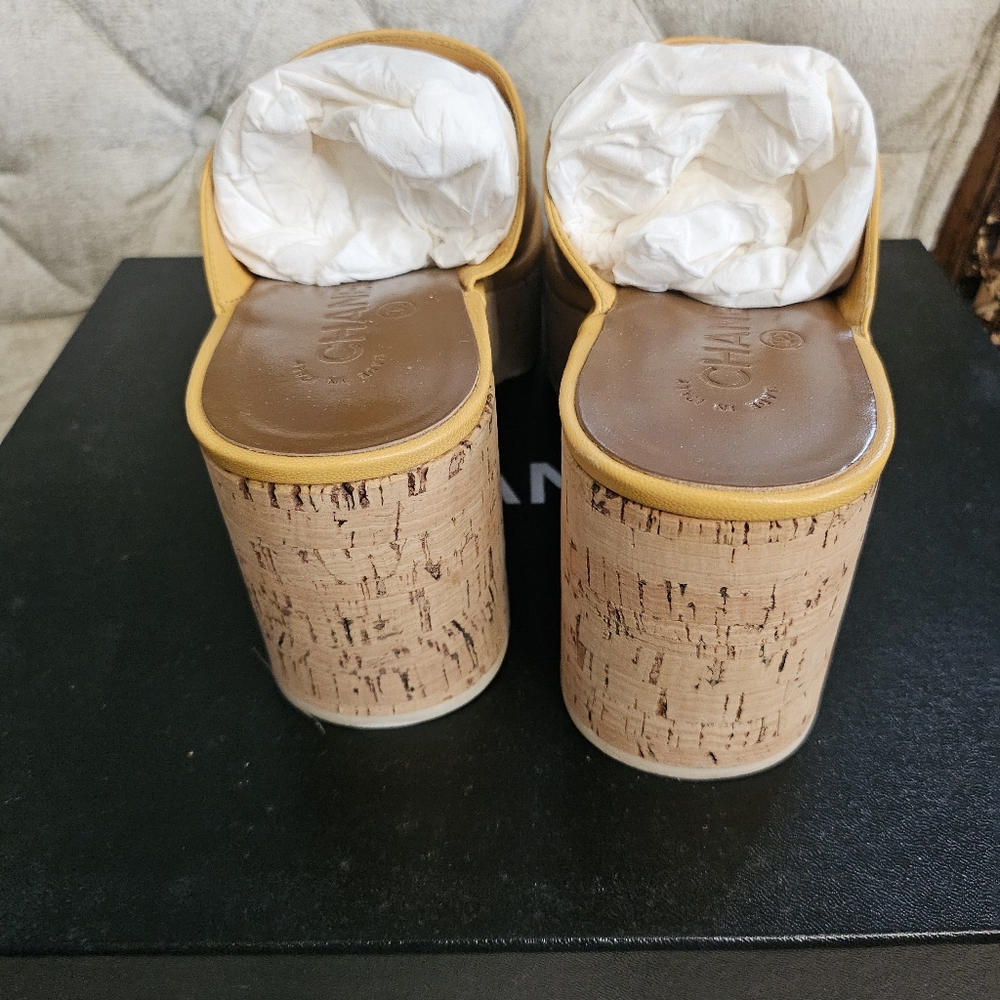 Authentic Chanel Platform Slid On Shoes. - Picture 2 of 6